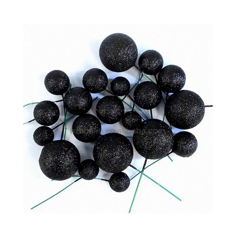 Topper-Na-Tort-Kule-Kulki-Na-Piku-Czarne-Brokatowe blank