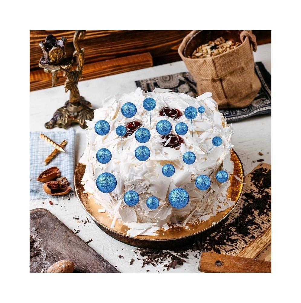 Topper-Na-Tort-Kule-Kulki-Na-Piku-Niebieskie-Brokatowe blank