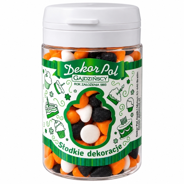 mini-beziki-do-dekoracji-halloween mini-beziki-halloween-czarne-biale-pomaranczowe-do-tortu-25g