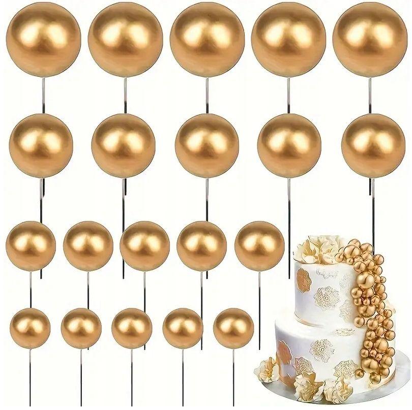 Złote kule na tort dekoracyjne topper 20 szt