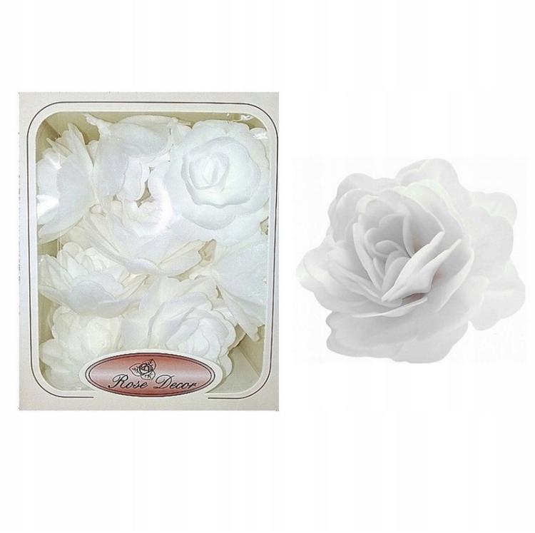 Kwiaty z wafla na tort – róża chińska biała 18 sztuk Kwiaty z wafla na tort – róża chińska biała 5,5 cm (18 szt.)
