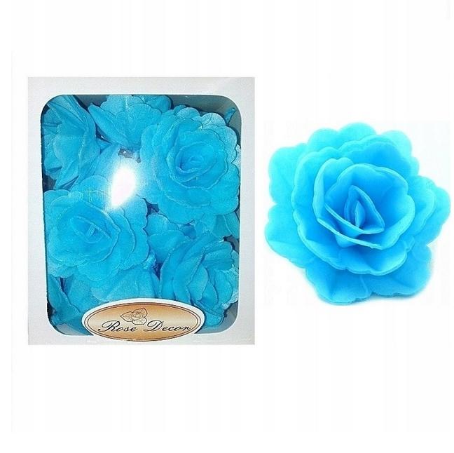 Kwiaty z wafla na tort – róża chińska niebieska 5,5 cm (18 szt.)