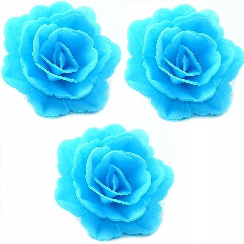 Kwiaty z wafla na tort – róża chińska niebieska 5,5 cm (3 szt.)