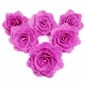 Kwiaty z wafla na tort – róża chińska amarant 5,5 cm (3 szt.)