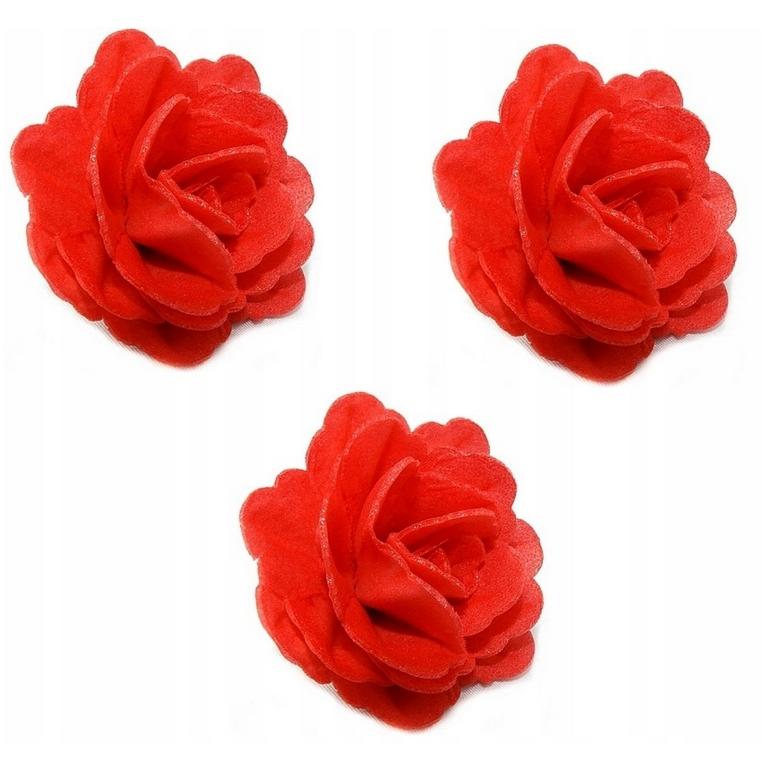 Kwiaty z wafla na tort – róża chińska czerwona 5,5 cm (3 szt.)