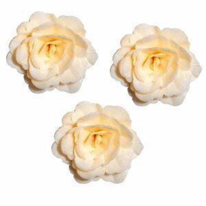 Kwiaty z wafla na tort – róża chińska ecru 5,5 cm (3 szt.)