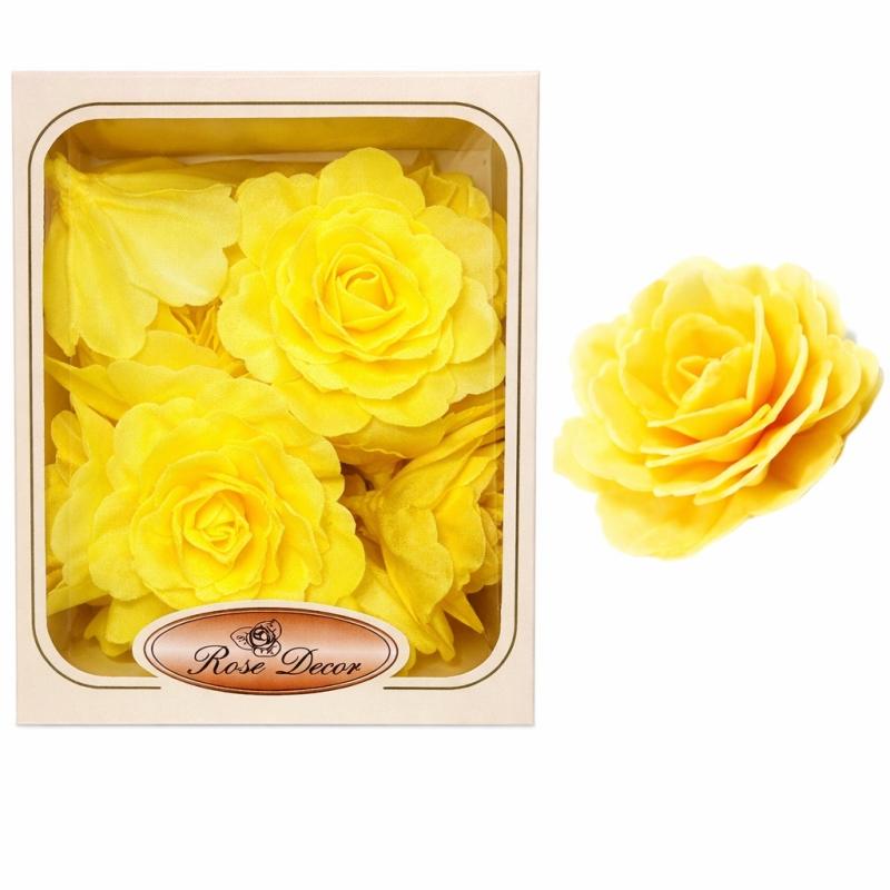 Kwiaty z wafla na tort – róża chińska żółta Kwiaty z wafla na tort – róża chińska żółta 5,5 cm (18 szt.)