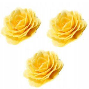 Kwiaty z wafla na tort – róża chińska żółta 5,5 cm (3 szt.)