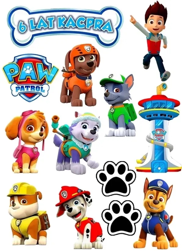 psi-patrol-dekoracja-tortu oplatek-cukrowy-psi-patrol-z-postaciami