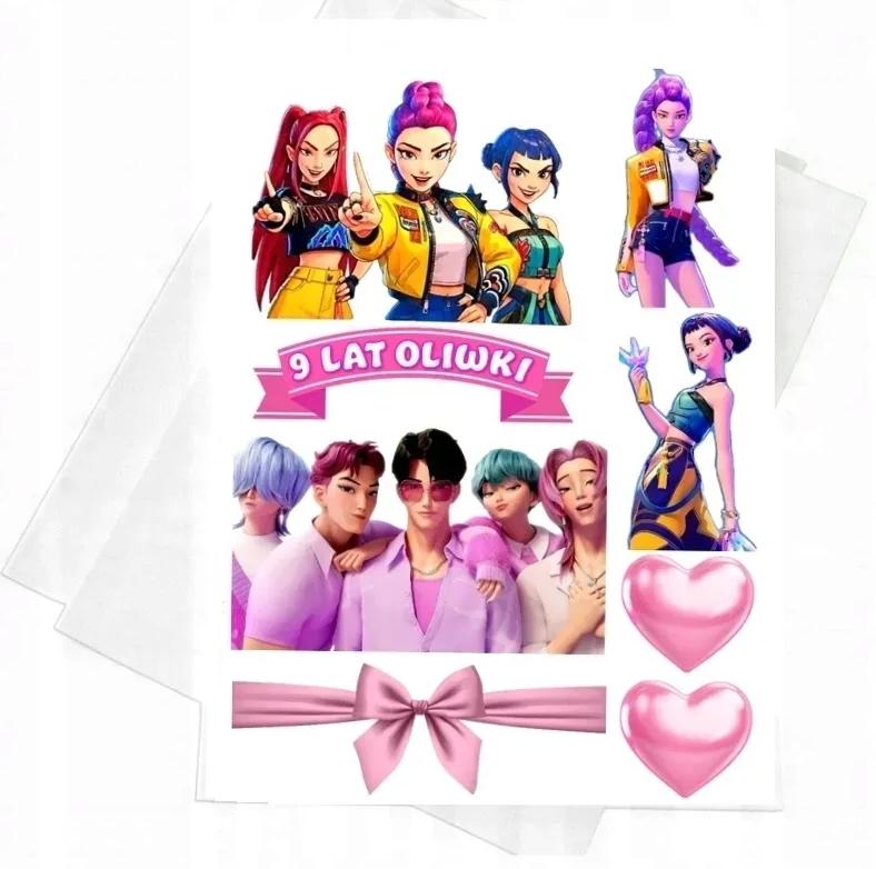 kpop-demon-hunters-dekoracja-tortu wydruk-cukrowy-kpop-demon-hunters-z-imieniem