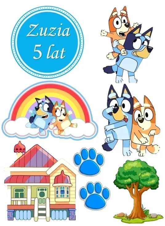 bluey-dekoracja-tortu oplatek-cukrowy-bluey-z-imieniem-i-wiekiem